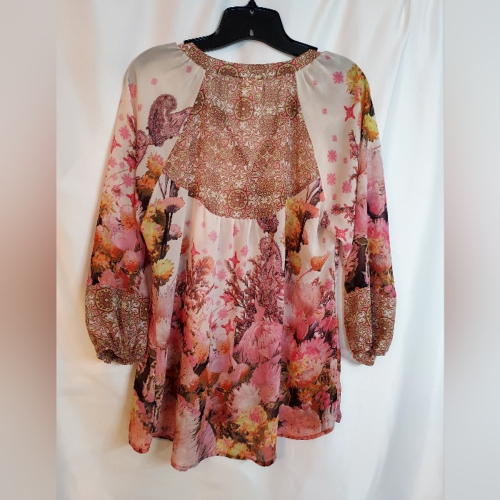 Fig & Flowers Sheer Floral Fairy Loose Fit Blouse Size M - Picture 3 of 10